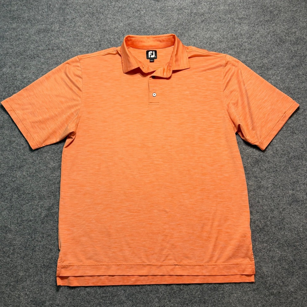 FOOTJOY Mens Performance Golf Polo Shirt Orange Heather Space Dye Size Large